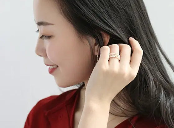 18K Gold Pink Pearl Open Ring - Natural High Luster Pearl Band Ring Etsy