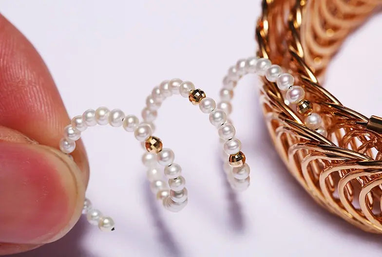 18K Gold Pink Pearl Open Ring - Natural High Luster Pearl Band Ring Etsy