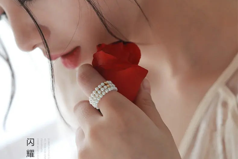 18K Gold Pink Pearl Open Ring - Natural High Luster Pearl Band Ring Etsy