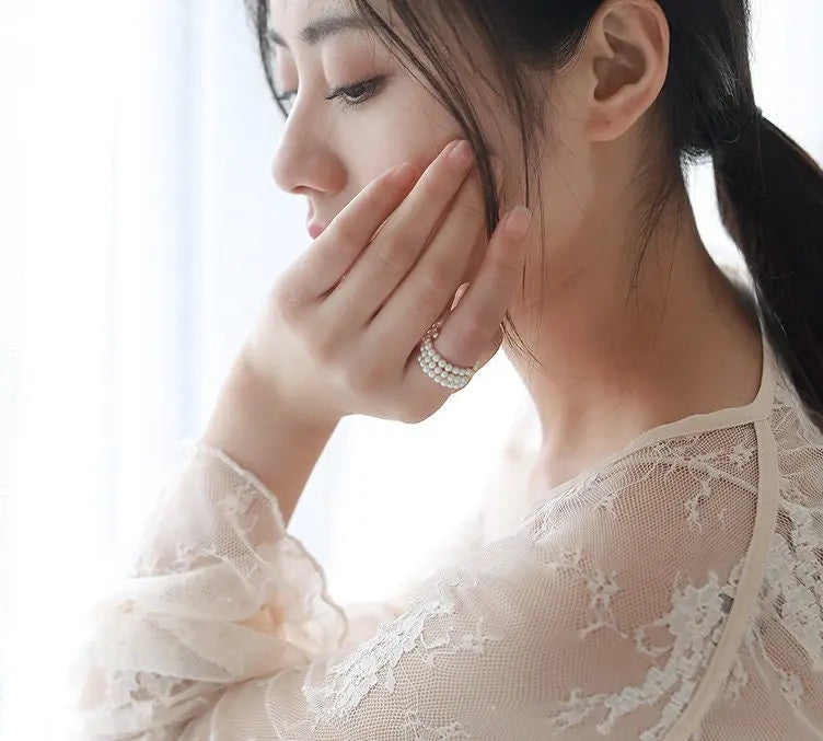 18K Gold Pink Pearl Open Ring - Natural High Luster Pearl Band Ring Etsy