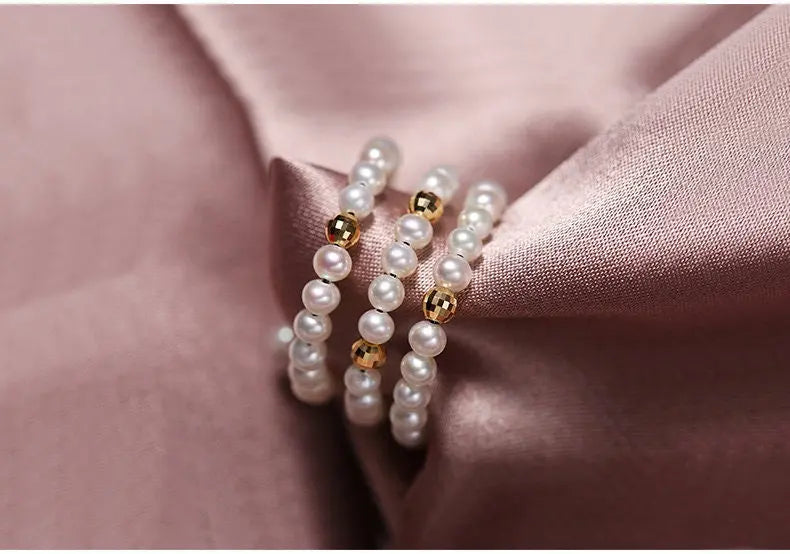 18K Gold Pink Pearl Open Ring - Natural High Luster Pearl Band Ring Etsy