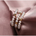 18K Gold Pink Pearl Open Ring - Natural High Luster Pearl Band Ring Etsy