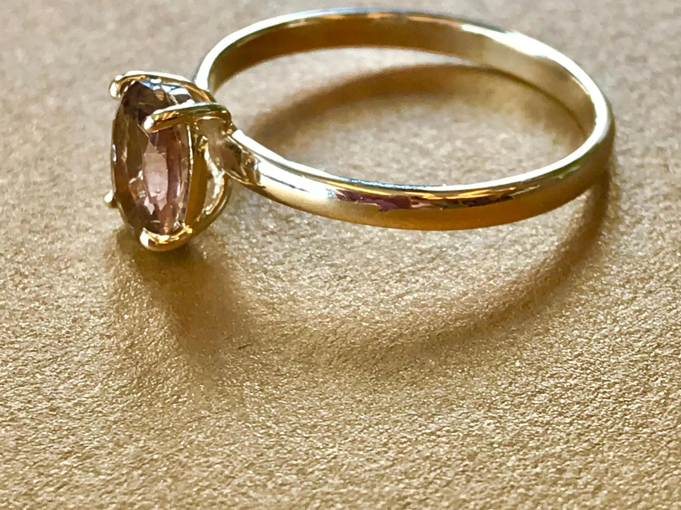 丨Special Offer丨Natural Morganite Cocktail 14k Solid Yellow Gold Ring - Toffee - Brown Oval, Solitaire Rings, Cocktail Ring, Stackable Rings Etsy