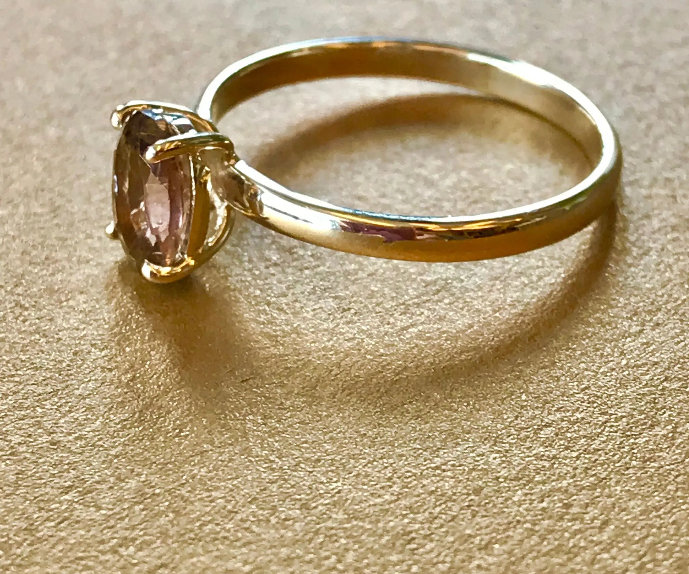 丨Special Offer丨Natural Morganite Cocktail 14k Solid Yellow Gold Ring - Toffee - Brown Oval, Solitaire Rings, Cocktail Ring, Stackable Rings Etsy