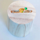 Genuine Fire Opal Emerald Horizontal Stone Ring 14K Solid Yellow Gold Ring, Minimalist Orange Opal Ring - LaCorserArtJewelry