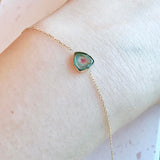 Natural Blue Pink Watermelon Tourmaline Bracelets,14k Soild Yellow Gold, Brazil Tourmaline, Charm Bracelets, Gift for her, Anniversary Gift Etsy