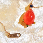 Natural Argentina Rhodochrosite Pear Shape Necklace Handmade 18k Solid Rose Gold Necklace, Blue Sapphires, Yellow Sapphires, Green Tsavorite Etsy