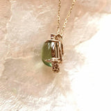 Natural Prehnite Necklace, Handmade 18k Solid Yellow Gold Necklace, Purple Sapphire, Yellow Sapphire, Pink Sapphire, Anniversary Gift Idea Etsy