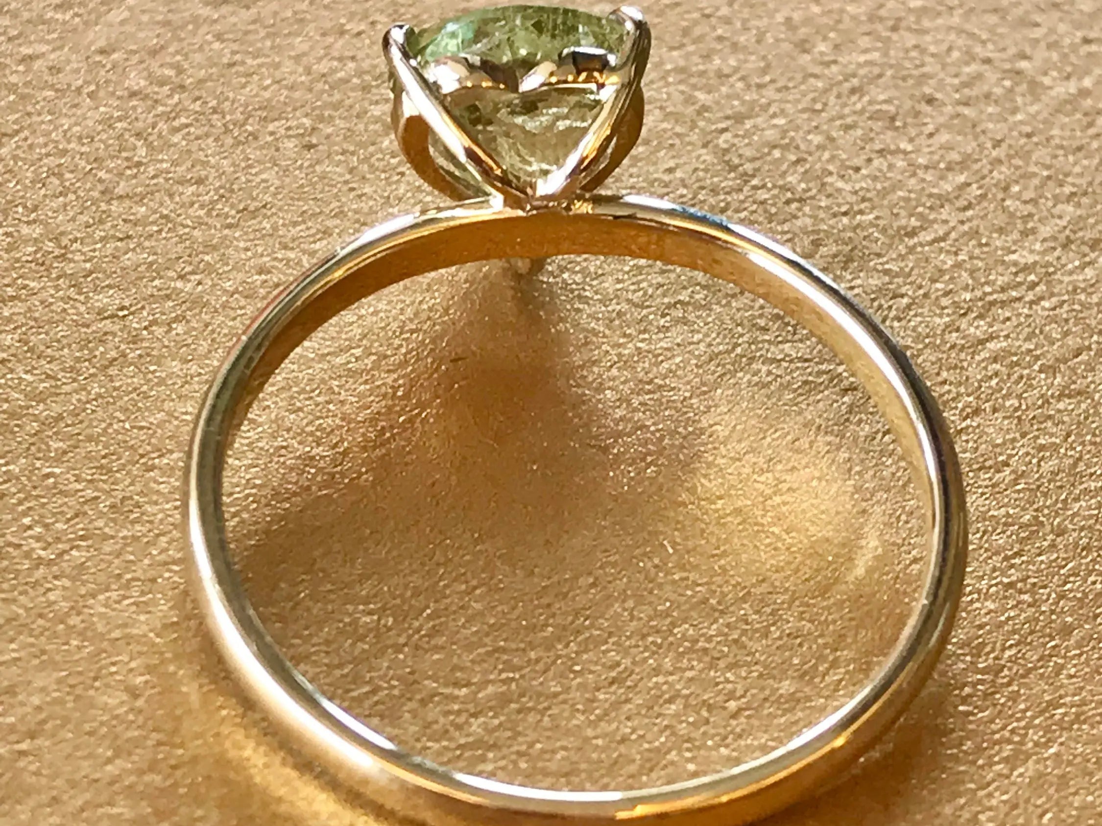 丨Special Offer丨Natural Green Morganite Cocktail 14k Solid Yellow Gold Ring, Green Triangle Etsy