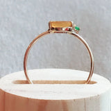 Genuine Fire Opal Emerald Horizontal Stone Ring 14K Solid Yellow Gold Ring, Minimalist Orange Opal Ring - LaCorserArtJewelry