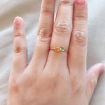 Genuine Fire Opal Emerald Horizontal Stone Ring 14K Solid Yellow Gold Ring, Minimalist Orange Opal Ring - LaCorserArtJewelry