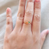 Genuine Fire Opal Emerald Horizontal Stone Ring 14K Solid Yellow Gold Ring, Minimalist Orange Opal Ring - LaCorserArtJewelry