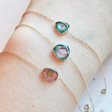 Natural Blue Pink Watermelon Tourmaline Bracelets,14k Soild Yellow Gold, Brazil Tourmaline, Charm Bracelets, Gift for her, Anniversary Gift Etsy