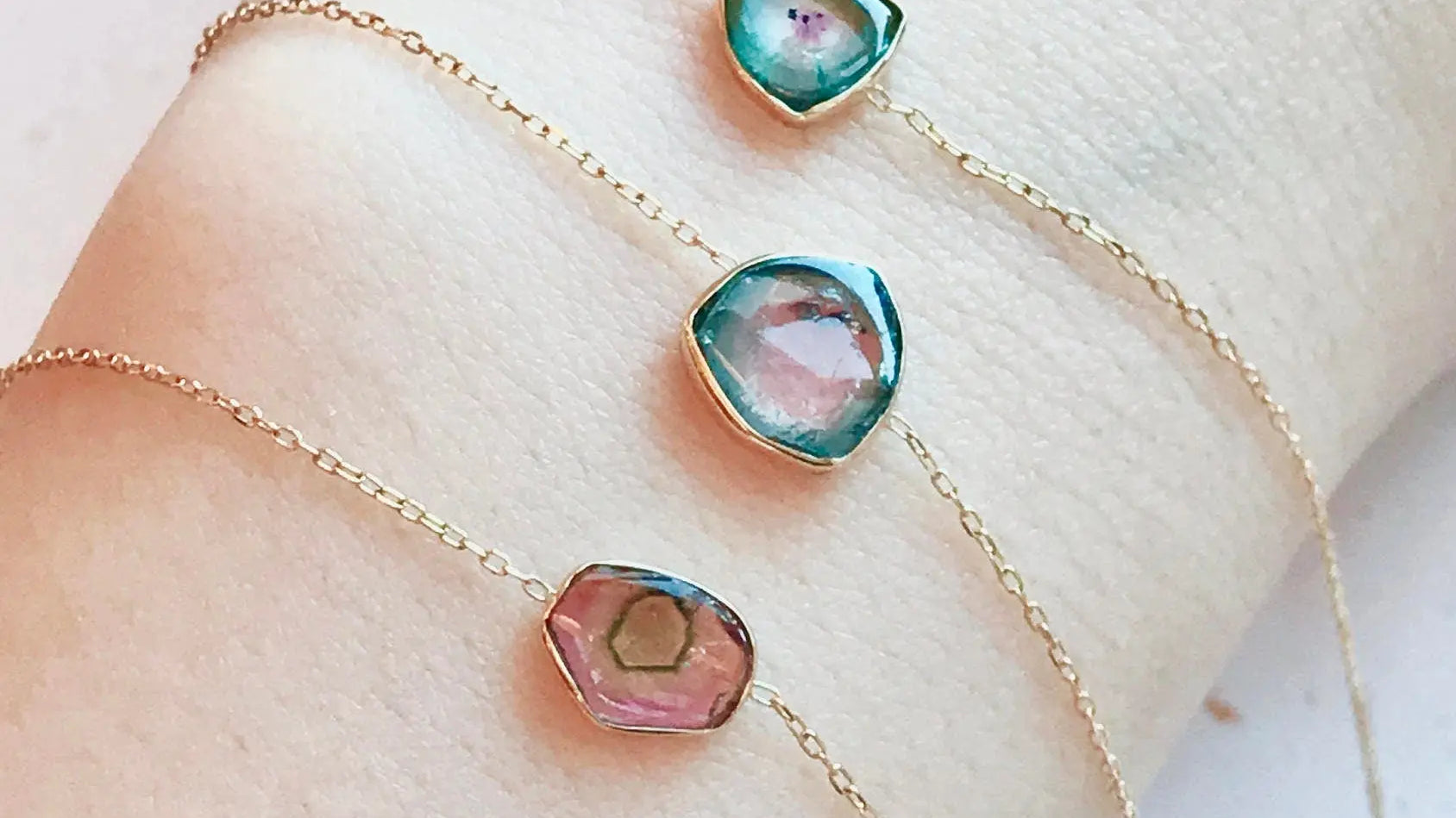 Natural Blue Pink Watermelon Tourmaline Bracelets,14k Soild Yellow Gold, Brazil Tourmaline, Charm Bracelets, Gift for her, Anniversary Gift Etsy