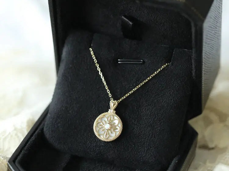 Opal & Mother of Pearl 18K Yellow Gold Necklace, Gift for Her, Anniversary Gift Idea, Retro Jewelry, Fine Jewelry, Antique Jewelry Etsy