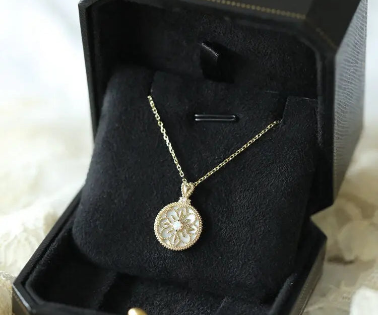 Opal & Mother of Pearl 18K Yellow Gold Necklace, Gift for Her, Anniversary Gift Idea, Retro Jewelry, Fine Jewelry, Antique Jewelry Etsy