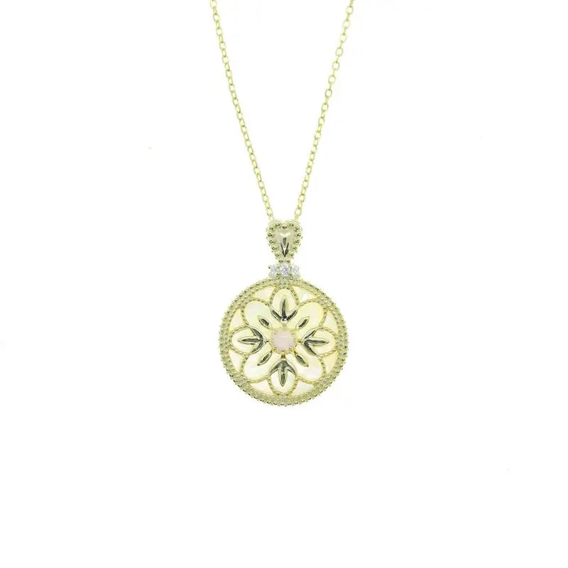 Opal & Mother of Pearl 18K Yellow Gold Necklace, Gift for Her, Anniversary Gift Idea, Retro Jewelry, Fine Jewelry, Antique Jewelry Etsy