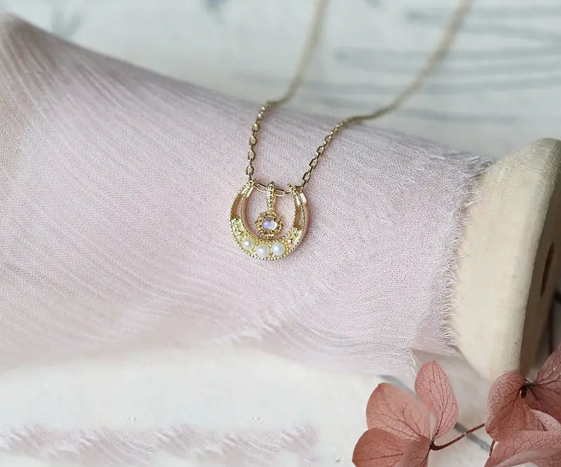 Moonstone  Pearl Necklace - Antique 18K Gold Vermeil Etsy