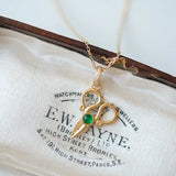 Emerald Cabochon Scissor Design Necklace - 18K Yellow Gold Etsy