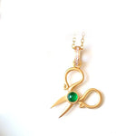 Emerald Cabochon Scissor Design Necklace - 18K Yellow Gold Etsy