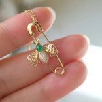 Emerald Bee Pendant Necklace  Brooch - 14K Yellow Gold Etsy