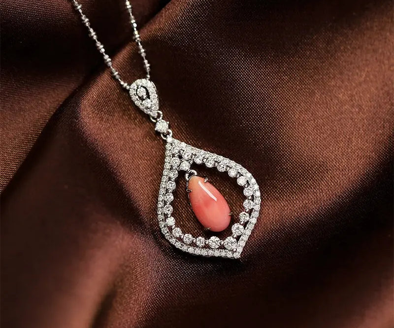 2.38Carat Queen Conch Pearl & Diamond Necklace - 18K White Gold Etsy