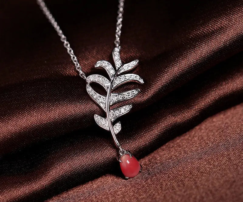 Conch Pearl  Diamond Necklace - 18K White Gold Leaf Design Etsy