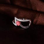 Chevron Conch Pearl  Diamond Engagement Ring - 18K White Gold Etsy
