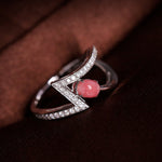 Chevron Conch Pearl  Diamond Engagement Ring - 18K White Gold Etsy
