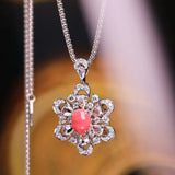 Flower Two-way Queen Conch Pearl & White Diamond Necklace (Customize) 18k Solid White Gold Necklace and Ring, Natural Queen Conch Pearl Etsy