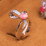 Bowknot Queen Conch Pearl & White Diamond 18k Solid White Gold Ring (Customize) Pearls Strombus Gigas, Natural Queen Conch Pearl Engagement Etsy