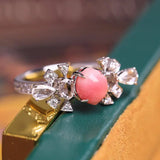 1.41Carat Queen Conch Pearl & White Diamond 18k Solid White Gold Ring, Pearls Strombus Gigas, Natural Queen Conch Pearl, Engagement Ring Etsy