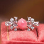 1.41Carat Queen Conch Pearl & White Diamond 18k Solid White Gold Ring, Pearls Strombus Gigas, Natural Queen Conch Pearl, Engagement Ring Etsy