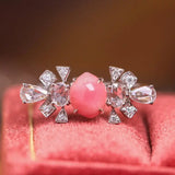 1.41Carat Queen Conch Pearl & White Diamond 18k Solid White Gold Ring, Pearls Strombus Gigas, Natural Queen Conch Pearl, Engagement Ring Etsy