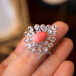 Huge Queen Conch Pearl & Diamond 18k Solid White Gold Ring (Customize) Pearls Strombus Gigas, Natural Queen Conch Pearl, Engagement Ring Etsy
