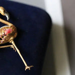 Crane Queen Conch Pearl & Pink Sapphire White Diamond 18k Solid Yellow Gold Brooch, Natural Queen Conch Pearl, Fine Jewelry Etsy