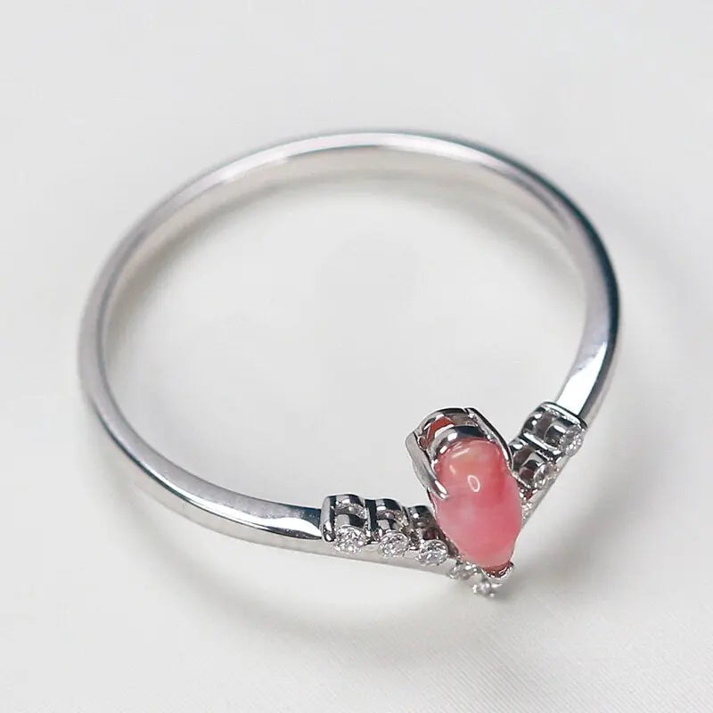Queen Conch Pearl & White Diamond 18k Solid White Gold Chevron Ring (Customize), Strombus Gigas, Flamed Pink, Engagement ring, Anniversary Etsy