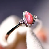 Queen Conch Pearl & White Diamond 18k Solid White Gold Ring (Customize), Strombus Gigas, Flamed Pink, Engagement Ring, Anniversary Gift Idea Etsy