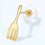 High Luster Akoya Pearl 18K Yellow Gold Cute Spoon Fork Stud Etsy