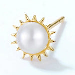 Moon and Sun High Luster Pearl with White Diamonds Handmade 14k Yellow Solid Gold Earring, Gift for Her, Anniversary Gift, Fine Jewelry Etsy