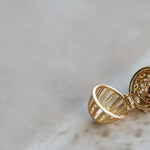 18K Gold Carved Cage Necklace - Akoya Pearl Pendant Etsy