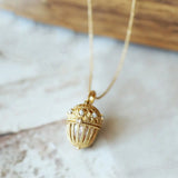 Carved Box with Akoya Pearl Handmade 18K Yellow Solid Gold Carved Necklace, Gift for Her, Anniversary Gift, Gift Idea, Retro Jewelry Etsy