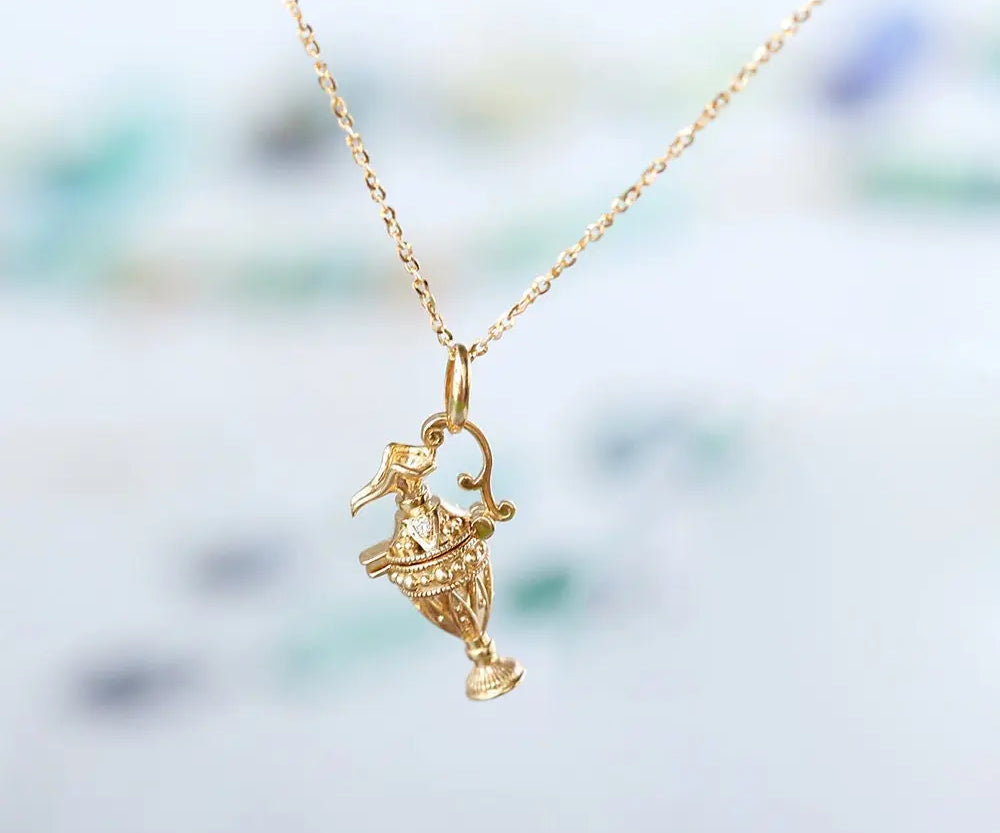 Grimm's Fairy Carved 18K Yellow Gold Carving Necklace Etsy