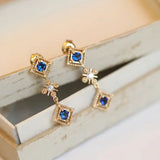 Blue Sapphire 14K Yellow Gold Plated Vermeil Drop Earrings Etsy