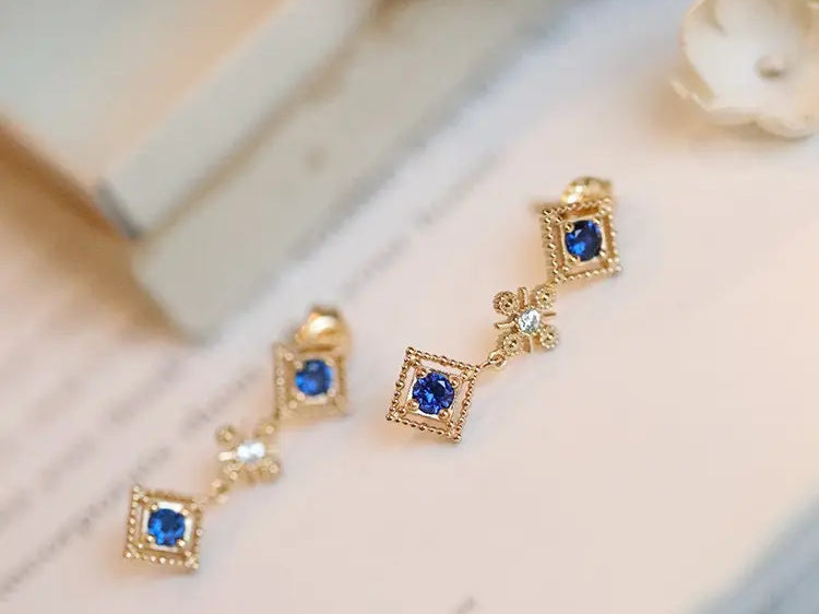Peach Sapphire Handmade 14K Yellow Gold Plated Vermeil Drop Earrings, Gift for Her, Anniversary Gift, Fine Jewelry, Retro Jewelry Etsy