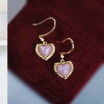 Natural Pearl  Diamond Heart Earrings - 14K Yellow Gold Vermeil Etsy