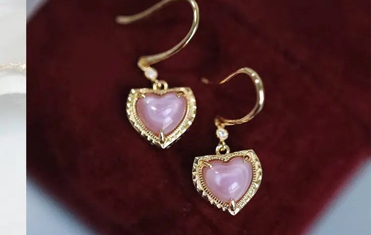 Natural Pearl  Diamond Heart Earrings - 14K Yellow Gold Vermeil Etsy