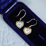Mother of Pearl with White Diamond 14K Yellow Gold Plated Vermeil Pearl Earrings, Anniversary Gift Idea, Retro Jewelry Etsy