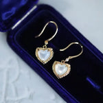 Natural Pearl  Diamond Heart Earrings - 14K Yellow Gold Vermeil Etsy