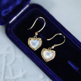 Natural Pearl  Diamond Heart Earrings - 14K Yellow Gold Vermeil Etsy